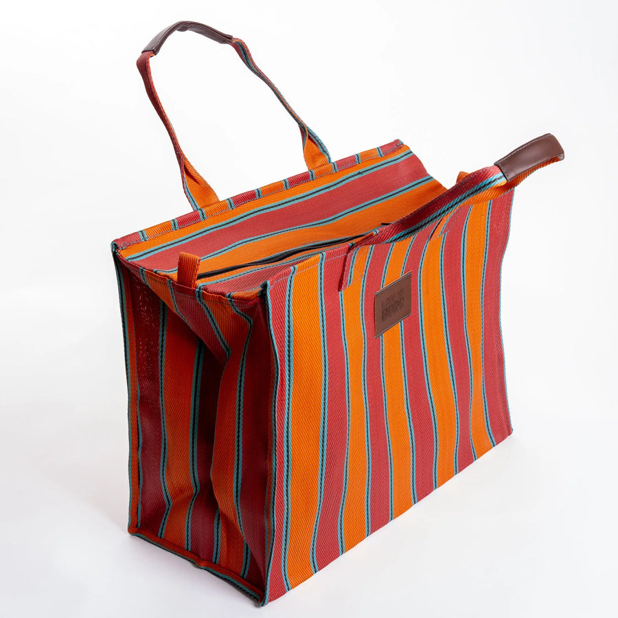 Explorer bag in brick and blaze colors, made of recycled nylon, from Less is Bore